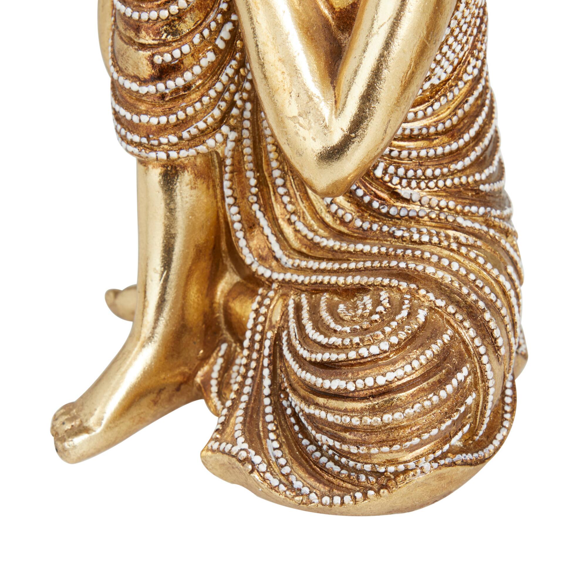 Set of 2 Gold Polystone Traditional Sculptures, 7" x 5" x 5"